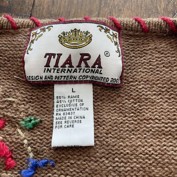 VINTAGE Tiara International Sweater Vest Womens Large Zip Reindeer Ugly Xmas 00s - Picture 7 of 10